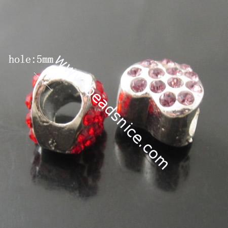 Rhinestone  Beads,10x11mm,hole5mm,heart,