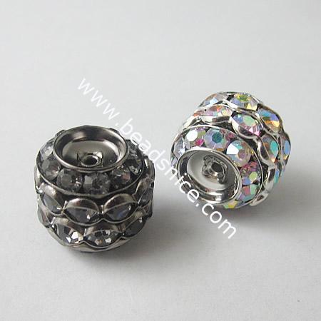 Rhinestone Beads,15X17mm,Hole:1mm,Nickel-Free,Lead-Safe,