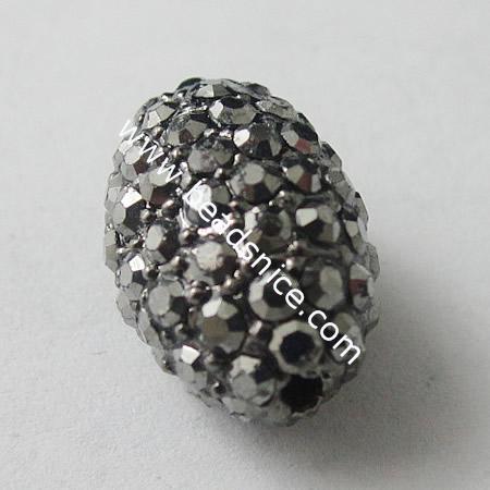 Rhinestone Beads,14X10mm,Hole:1mm,Nickel-Free,Lead-Safe,