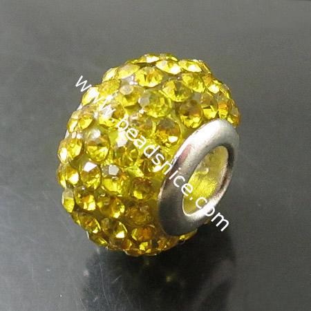 Rhinestone with brass Core European  Beads,14mm,hole:5mm
