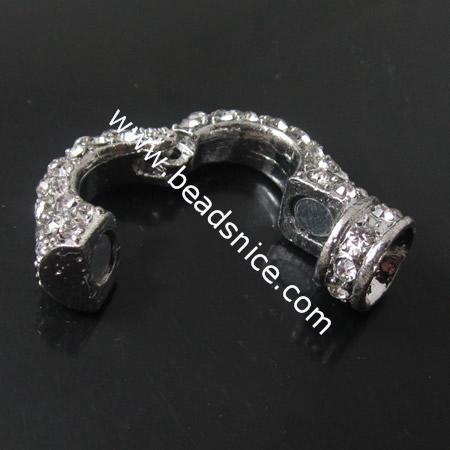 Jewelry Magnetic clasp with middle east rhinestone,alloy, 30X23mm,Nickel-Free，Lead-Safe