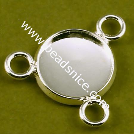Base Connectors  Bezel Settings Findings with 3 Loops ,brass,round,rack plating,lead-safe,nickel-free,
