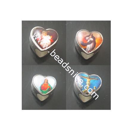 Spacer Beads Jewelry beads Zinc Alloy Heart-shape 10mm hole:5mm