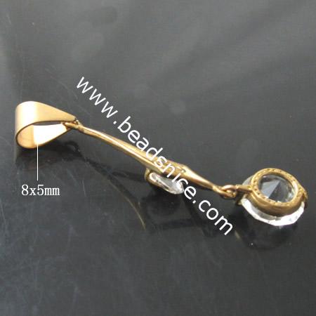 Rhinestone Brass Pendant,lead-safe,nickel-free,
