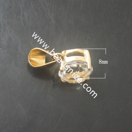 Rhinestone Brass Pendant,flat round,lead-safe,nickel-free