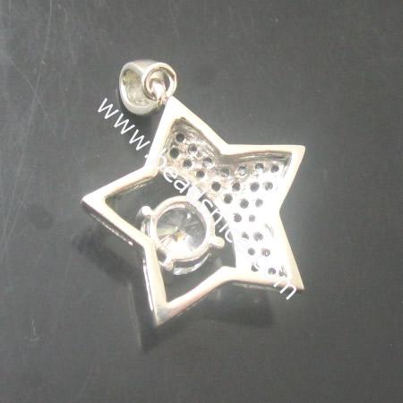 Rhinestone Brass Pendant,star,lead-safe,nickel-free