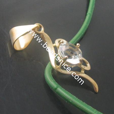 Rhinestone Brass Pendant,lead-safe,nickel-free