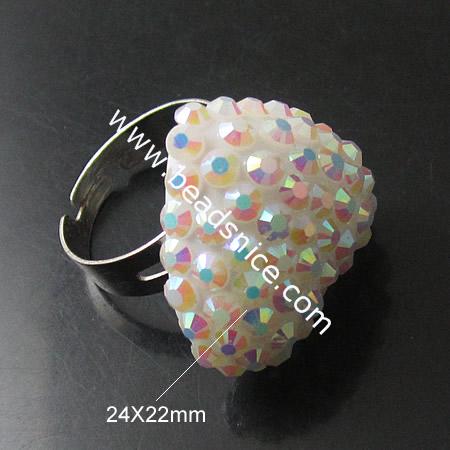 Rhinestone Finger Ring,24X22mm,inside diameter:18mm
