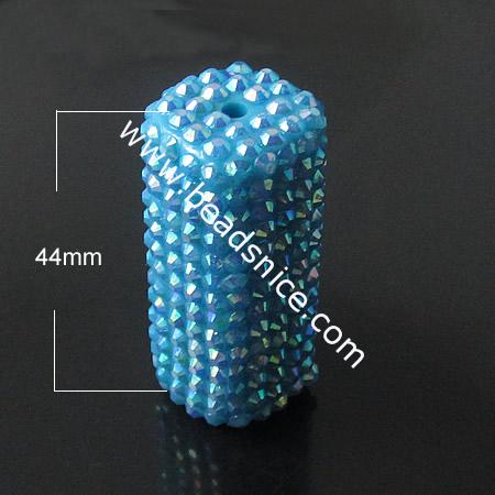 Resin Rhinestone Beads ,21X44mm,hole:3mm,Nickel-Free,Lead-Safe