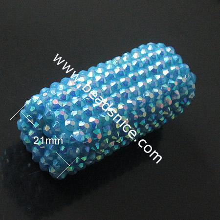 Resin Rhinestone Beads ,21X44mm,hole:3mm,Nickel-Free,Lead-Safe