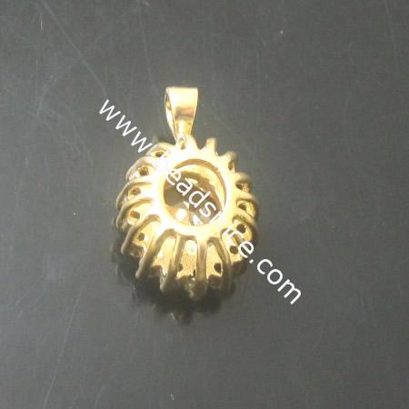 Rhinestone Brass Pendant,oval,lead-safe,nickel-free