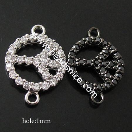 Hot selling 925 Sterling silver connectors micro pave crystal for women 14mm hole:1mm