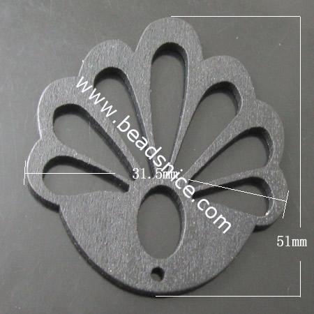 Carved wood Pendant,51X31.5mm,hole:1.5mm,