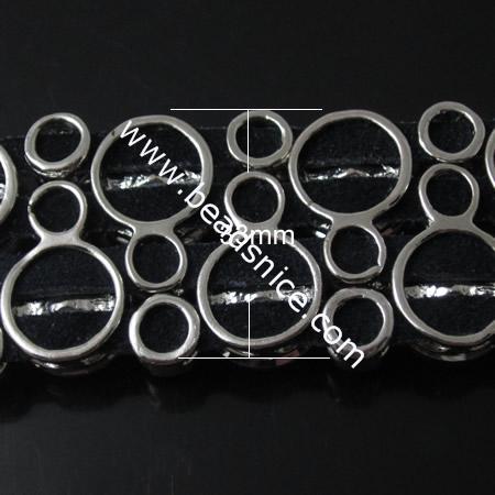 Zinc Alloy Bracelet,16mm&7mm,wideth:33mm,7inch,Nickel-Free,Lead-Safe,