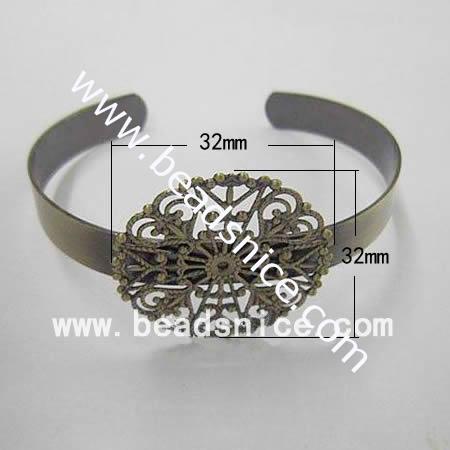 Brass bracelet,wide 32x32mm,nickel free,lead safe,