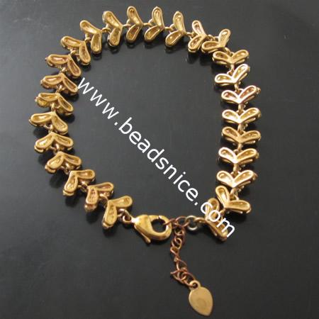 Brass bracelet,10x4.4mm,length:8 inch,nickel free,lead safe,