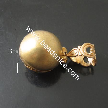 Hollow  pendant charm,brass,lead-safe,nickel-free,flat round,