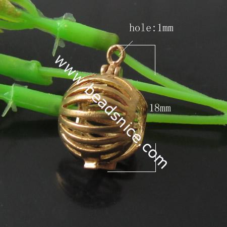 Hollow  pendant charm,brass,lead-safe,nickel-free,rond,