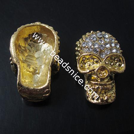 Rhinestone Beads, Skull,25X15mm,
