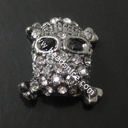 Rhinestone Beads, Skull,18X18mm,hole:2mm,