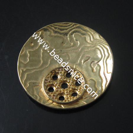 Brass Filigree Pendant(handmade),24.5mm,Lead-Safe ,Nickel-Free,