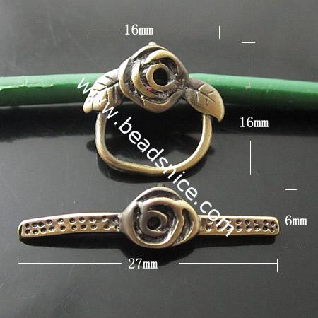 Brass Toggle Clasp,16X16mm,6X27mm,Nickel-Free,Lead-Safe,