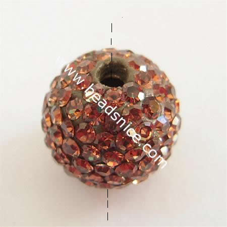 Assorted rhinestone beads Beads Rhinestone Ball Spacer Beads Fit Charms Bracelet wholesale,14mm,Hole:1.2mm,