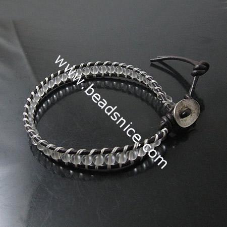 Wrap Bracelets Beautiful Agate Bracelets Stainless steel Wrap Bracelet on Natural Browm Leathe,width:10mm,6.5inch