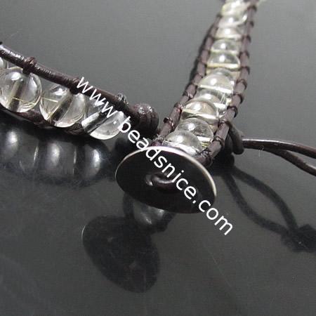Wrap Bracelets Beautiful Agate Bracelets Stainless steel Wrap Bracelet on Natural Brown Leathe,width:10mm,13.5inch