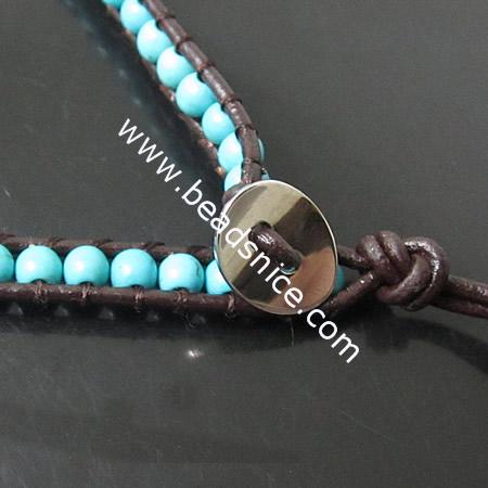 Wrap Bracelets star of love! Turquoise Bracelets Stainless steel Wrap Bracelet on Natural Brown Leather,width:10mm,13.5inch