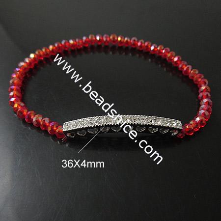 Crystal bracelet with zinc alloy and rhinestone,36X4mm,6inch