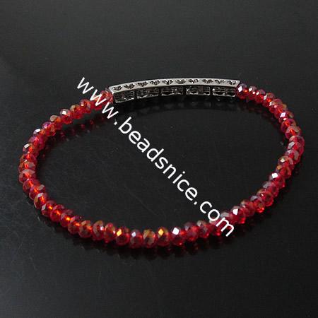 Crystal bracelet with zinc alloy and rhinestone,36X4mm,6inch