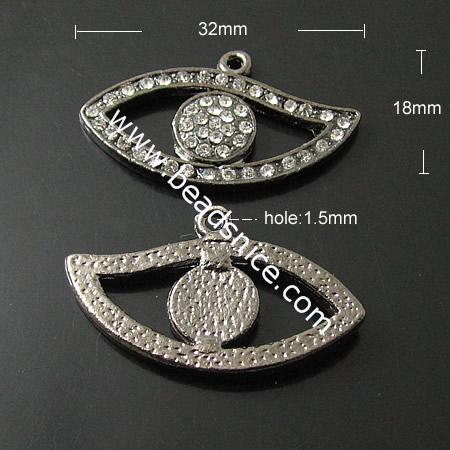 Rhinestone Pendant,32X18mm,hole:1.5mm
