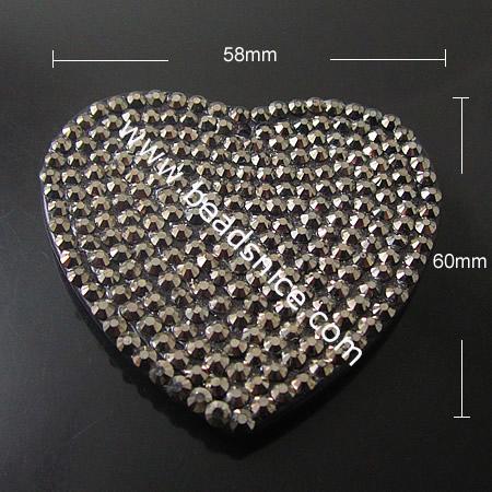 Resin Rhinestone Pendant,Heart,58X60mm,hole:3mm