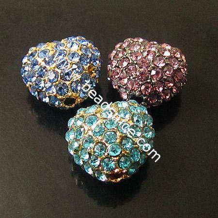 Rhinestone Beads,Heart,14X14mm,hole:2mm