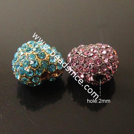 Rhinestone Beads,Heart,14X14mm,hole:2mm