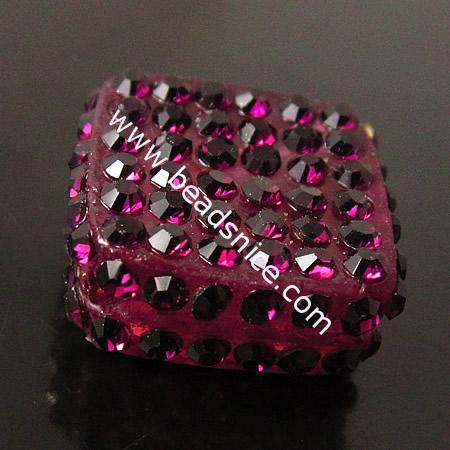 Rhinestone Beads,Square,15X15mmhole:2mm
