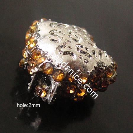 Skull Rhinestone Beads,Zinc Alloy,Nice for Jewelry Making,18X20mm,hole:2mm