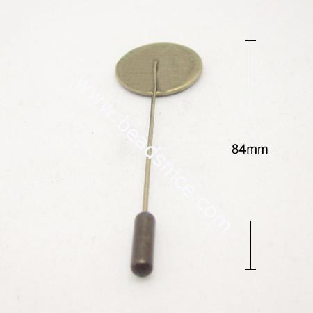 Brass Brooch Finding,16mm,Length:84mm,Nickel-Free,Lead-Safe