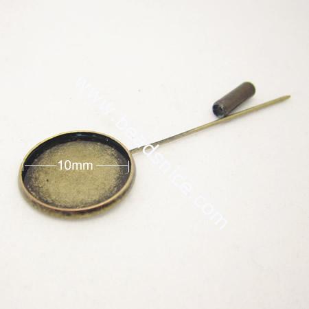 Brass Brooch Finding,10mm,Length:84mm,Nickel-Free,Lead-Safe