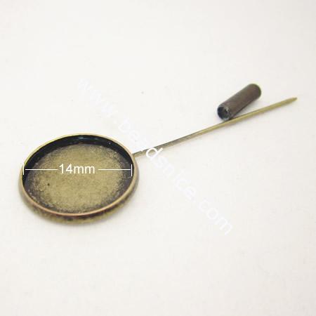 Brass Brooch Finding,14mm,Length:84mm,Nickel-Free,Lead-Safe