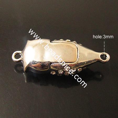 Alloy Magnetic Hematite Clasps with rhinestone,37X15mm,hole:3mm