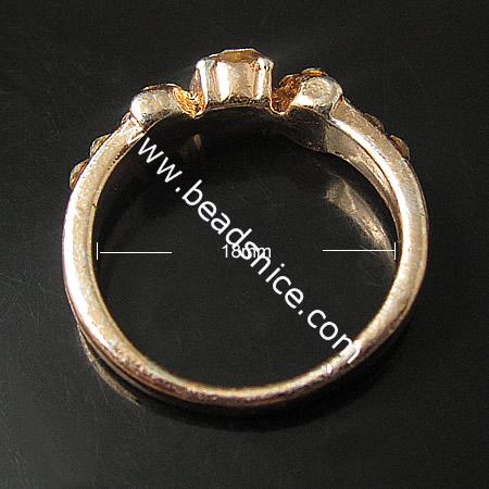 Zinc alloy Finger with rhinestone,5mm,inside diameter:18mm,Nickel-Free,Lead-Safe,
