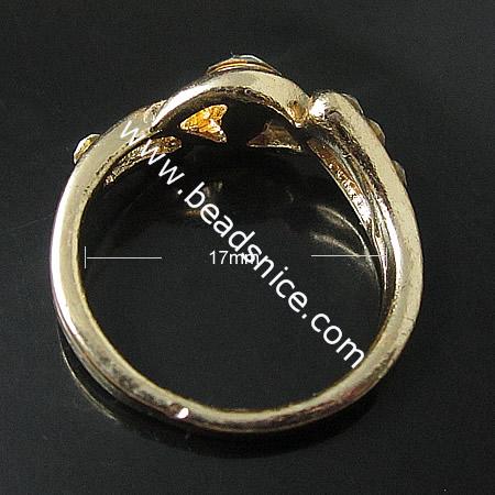 Zinc alloy Finger with rhinestone,7mm,inside diameter:17mm,Nickel-Free,Lead-Safe,