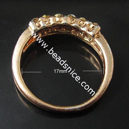 Zinc alloy Finger with rhinestone,15X5mm,inside diameter:17mm,Nickel-Free,Lead-Safe,