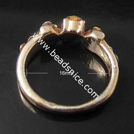 Zinc alloy Finger with rhinestone,5mm,inside diameter:16mm,Nickel-Free,Lead-Safe,